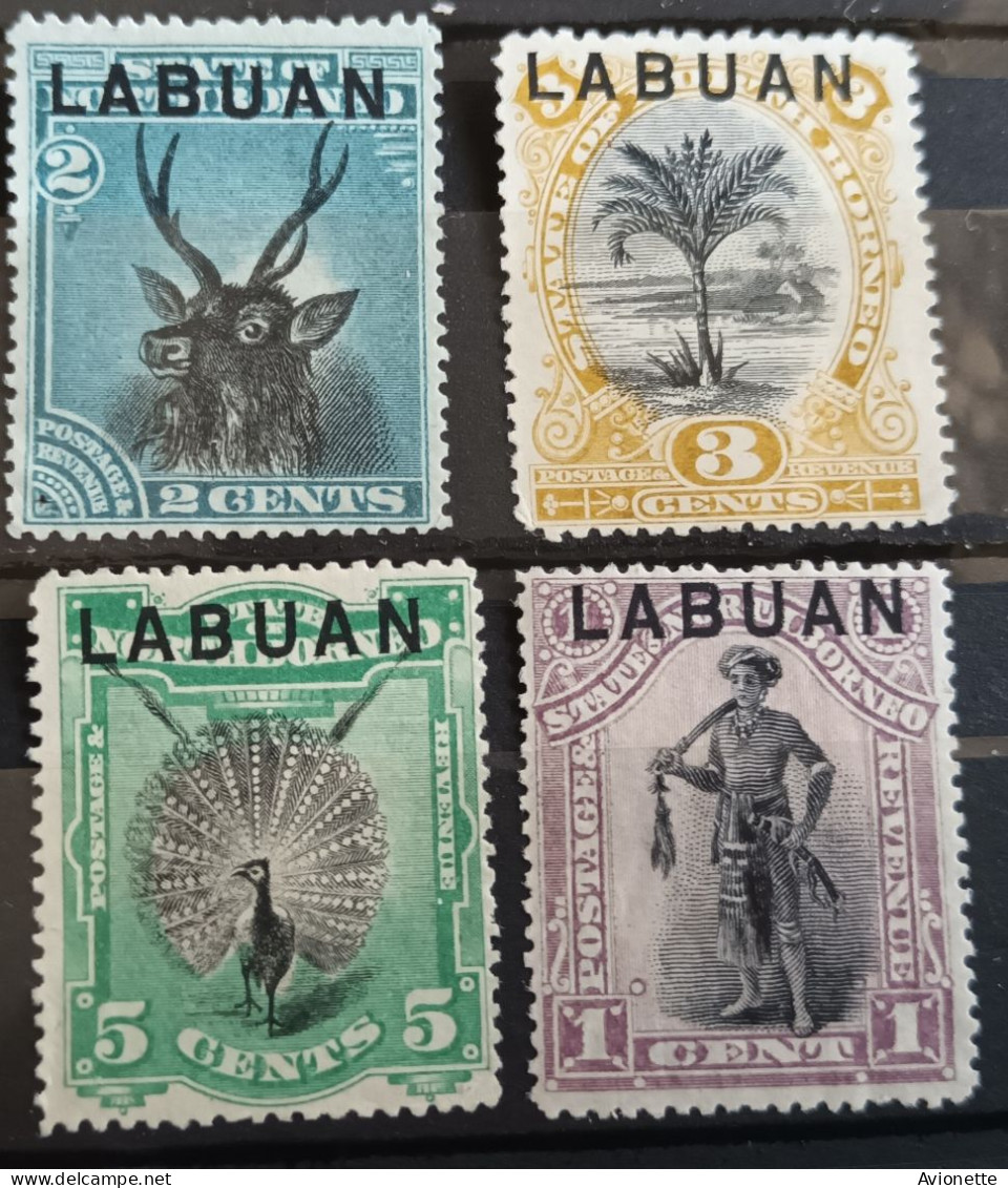 Bornéo Surcharge Labuan (4 Timbres Sans Gomme) - Borneo Septentrional (...-1963)