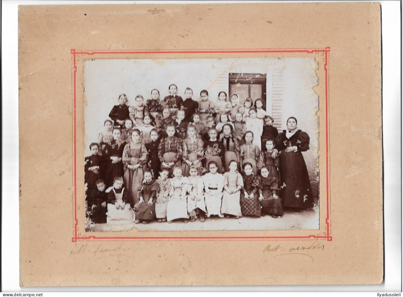 Port Vendres Grande Photo De Classe Filles  Photo Sanchez Format : 27 X 21 Cm Le Support - Port Vendres