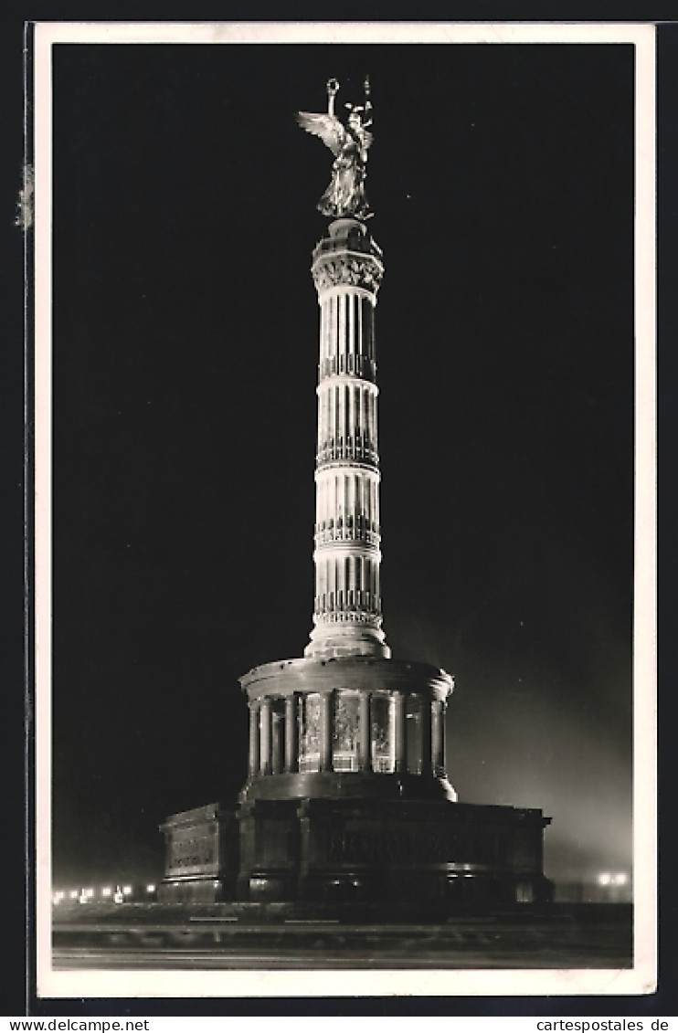 AK Berlin-Tiergarten, Siegessäule Bei Nacht  - Tiergarten