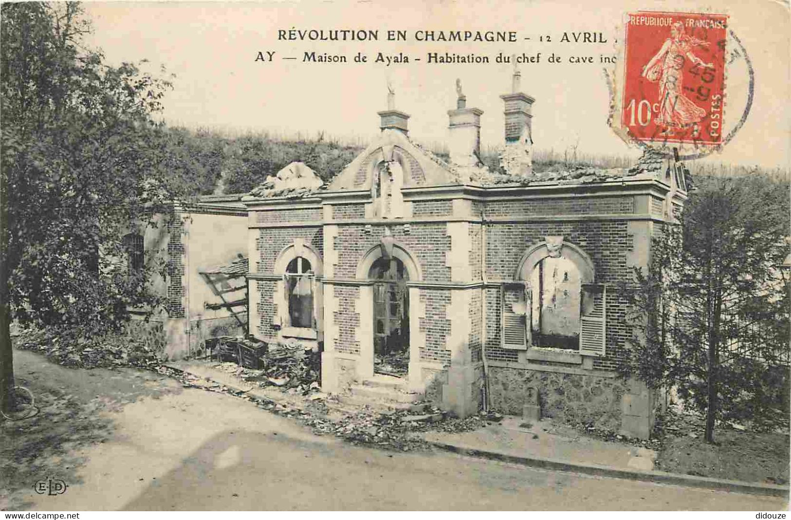 51 - Ay - Révolution En Champagne 12 Avril 1911 - Maison De Ayala - Habitation Du Chef De Cave Incendiée - Correspondanc - Ay En Champagne