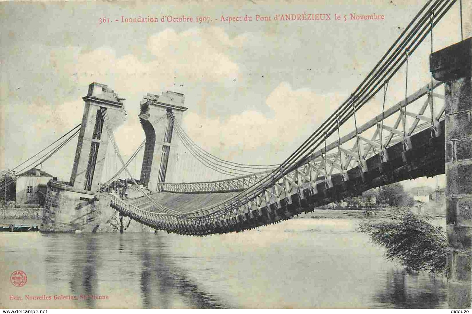 42 - Andrézieux - Inondation D'octobre 1907 - Le Pont D'Andrézieux Le 5 Novembre - CPA - Oblitération Ronde De 1908 - Vo - Andrézieux-Bouthéon