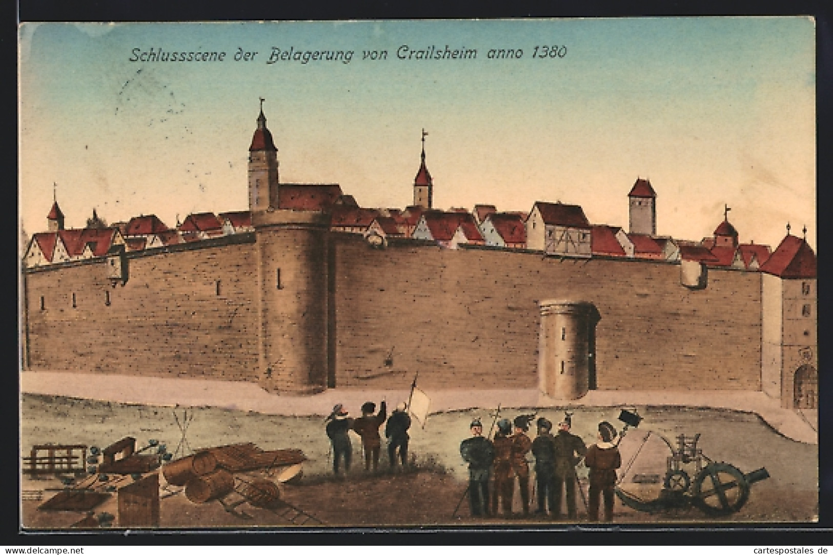 AK Crailsheim, Schlussscene Der Belgaerung Anno 1380  - Crailsheim