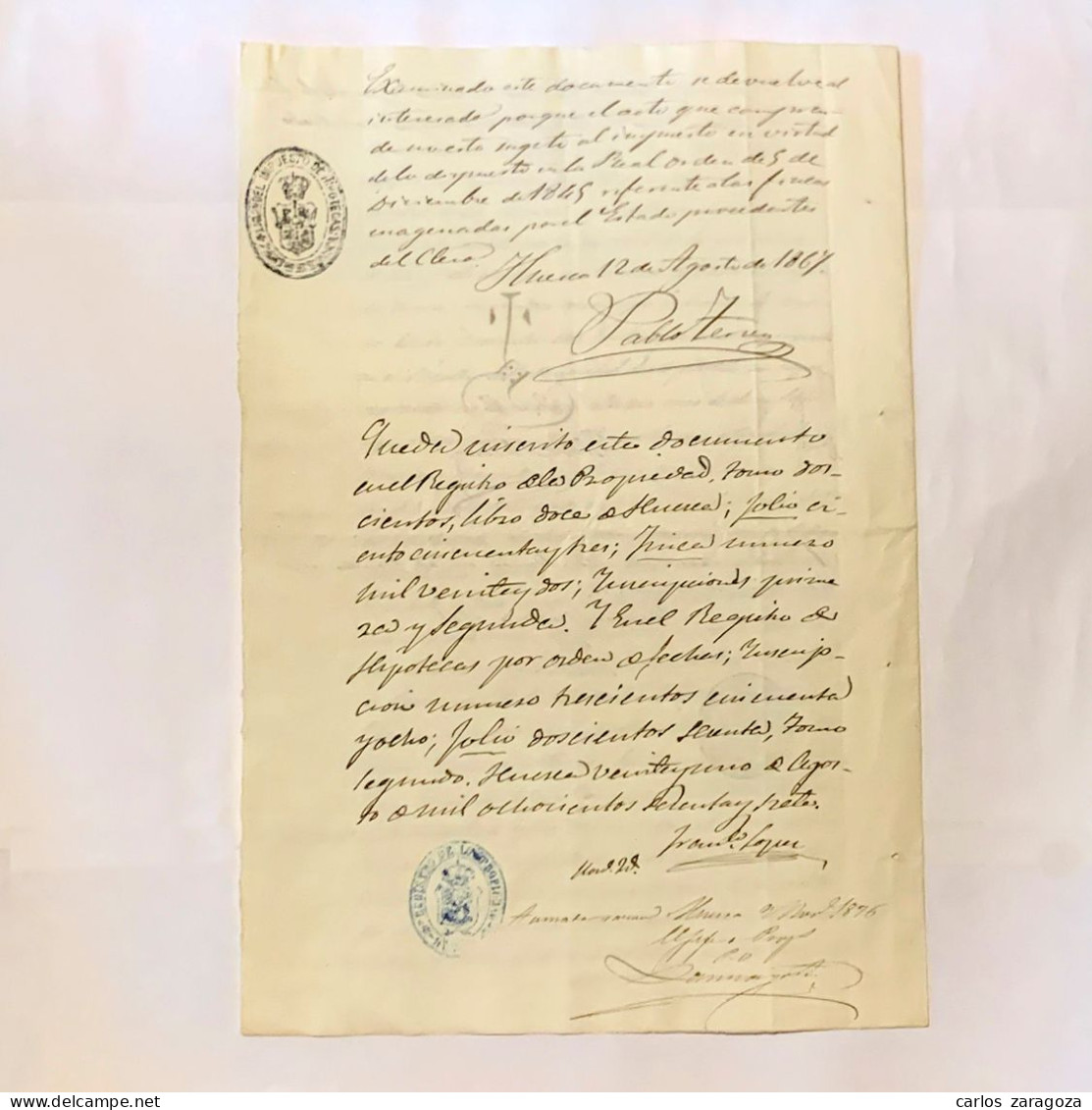 ESPAÑA 1867—TIMBRE FISCAL de 20 cts de escudo—Pliego completo, 4 páginas. Fábrica Nacional del Sello — TIMBROLOGIA