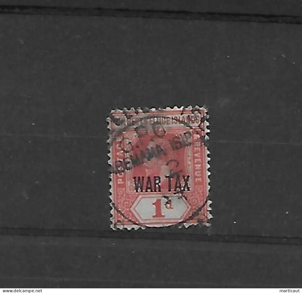1 D Red - War Tax - Vendu En L'état - 1918 - Islas Gilbert Y Ellice (...-1979)