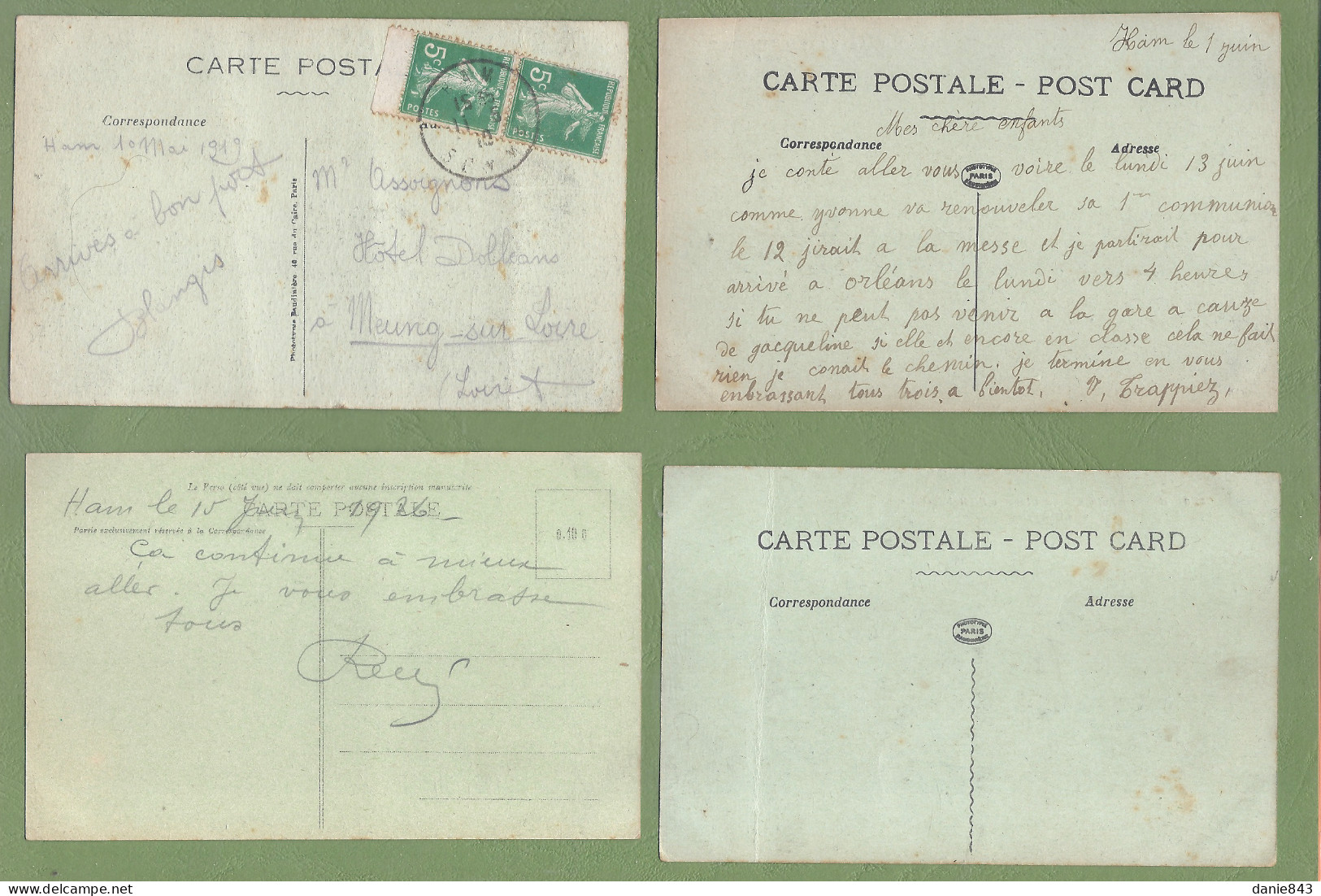 LOT DE 5 CPA Guerre 14/18 - SOMME - RUINES DE HAM - SCANS RECTO VERSO - Ham