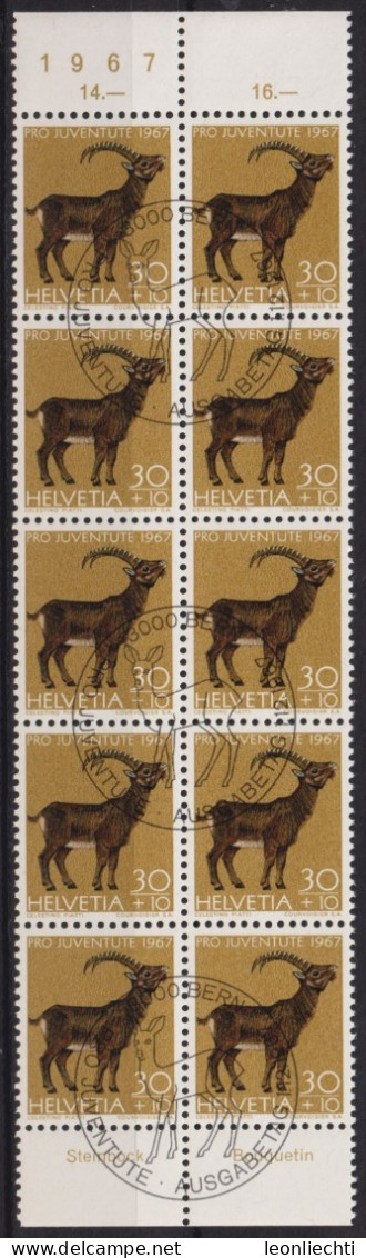 1967 Schweiz PJ ° Mi:CH 868, Yt:CH 801, Sg:CH J219, Zum:CH J222, Mit Tabs: De+fr, Steinbock - Used Stamps