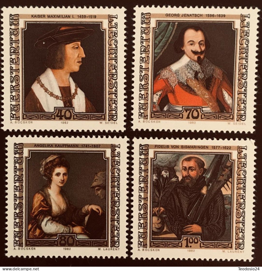 Liechtenstein 1982 Yt 750/53  Retratos De Visitantes Célebres ** - Unused Stamps
