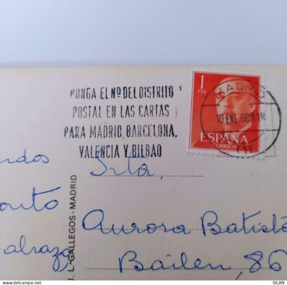 Postal Madrid Fuente De Neptuno J L Gallegos, Circulada, Matasellos Franco 1968 - Madrid