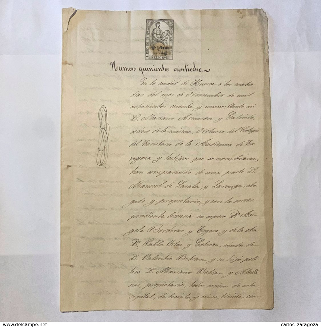 ESPAÑA 1869—TIMBRE FISCAL De 60 Cts De Escudo—Pliego Completo, 4 Páginas. Marca De Agua — TIMBROLOGIA - Revenue Stamps