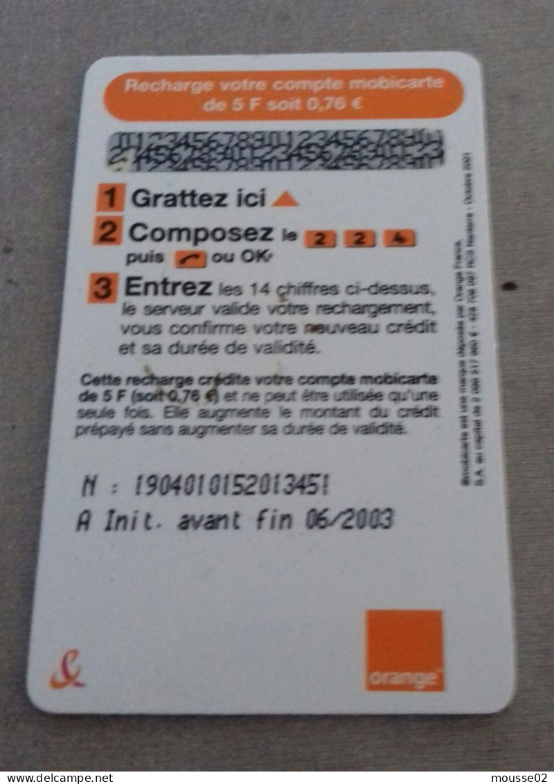 CARTE PRE PAYÉE    MOBICARTE  5   DU 06 /  2003 NEUVE - Cellphone Cards (refills)