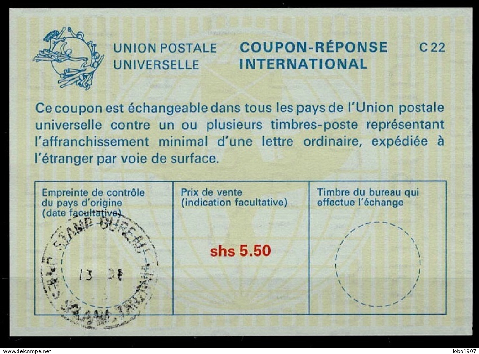 TANZANIE TANZANIA  La23A  Shs 5.50  International Reply Coupon Reponse Antwortschein IRC IAS  DAR-ES-SALAAM 13.12.85 - Tanzanie (1964-...)