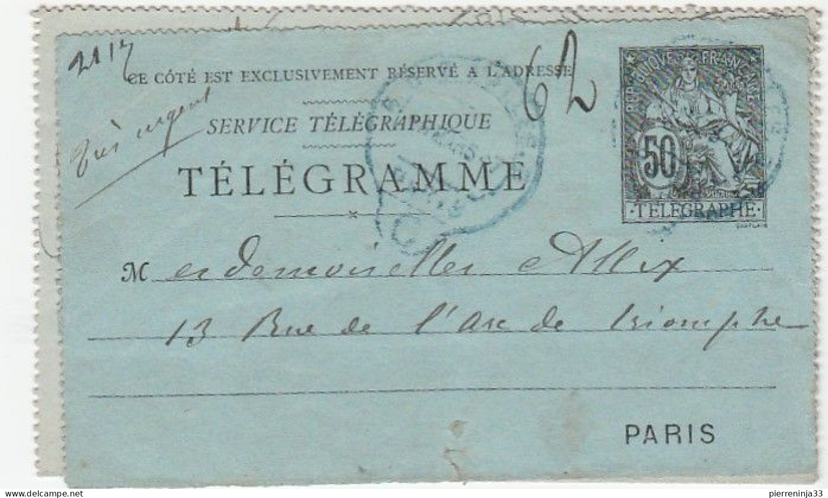 Lot De 2 Entiers / Carte Pneumatique Fermée Et Télégramme (devant Et Fente) - Collections & Lots: Stationery & PAP