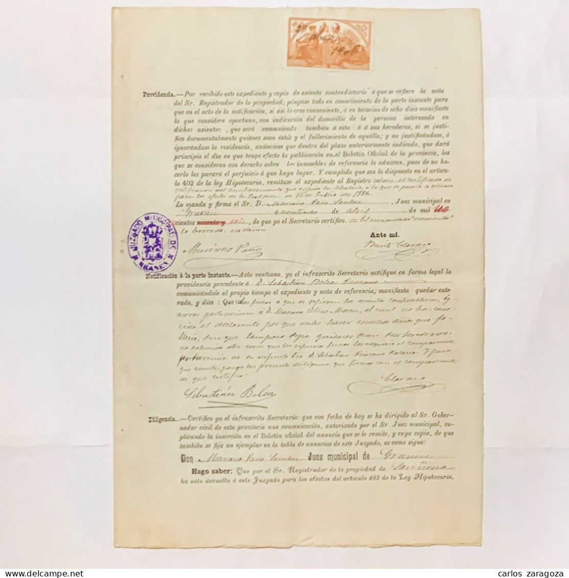 ESPAÑA 1906 — PLIEGO FISCAL — POLIZA 1 Pta Y TIMBRE MOVIL. TIMBROLOGIA. Marca De Agua - Fiscales