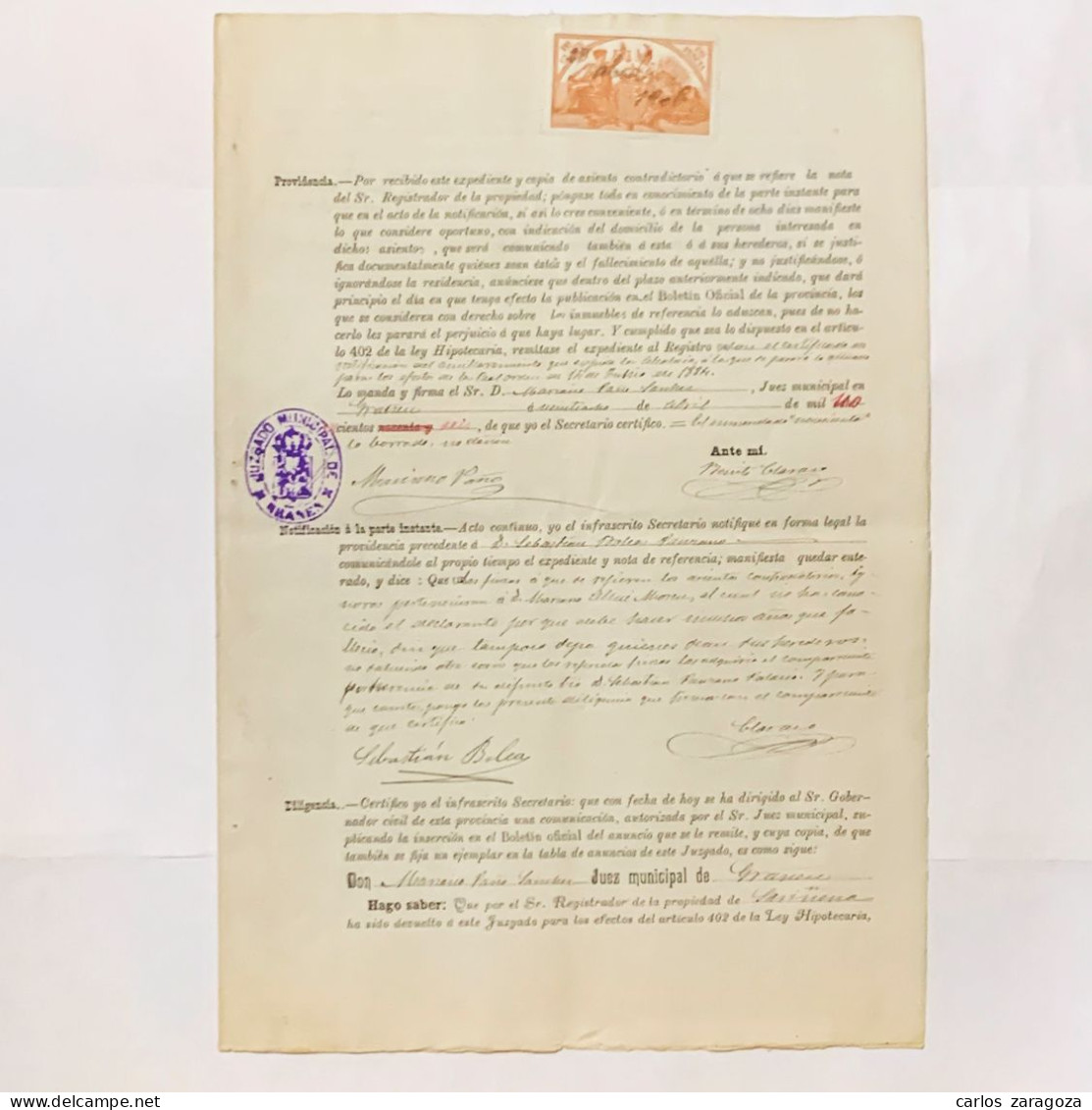 ESPAÑA 1906 — PLIEGO FISCAL — POLIZA 1 Pta Y TIMBRE MOVIL. TIMBROLOGIA. Marca De Agua - Fiscaux