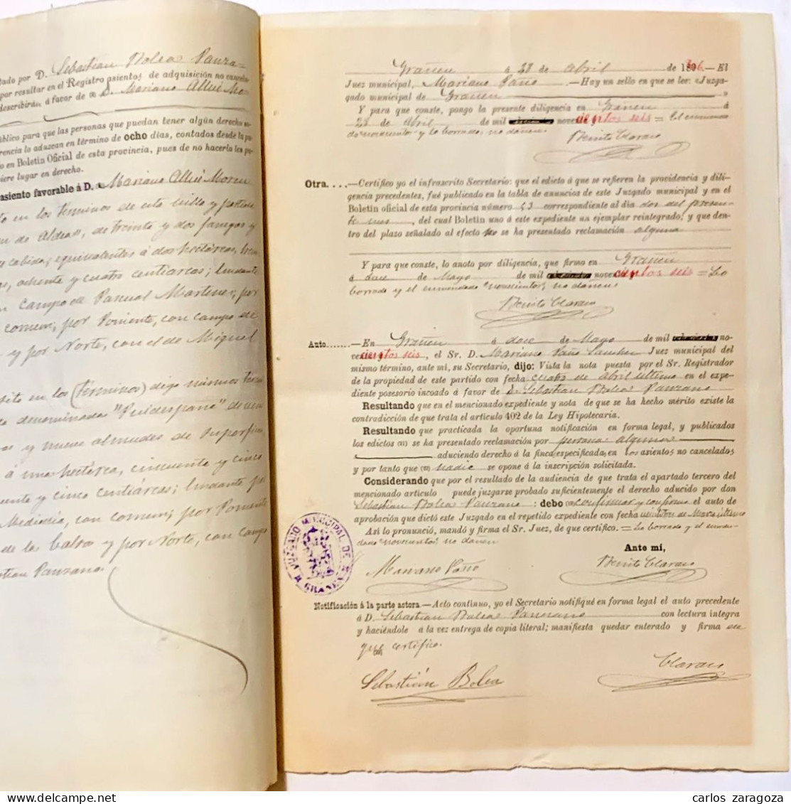 ESPAÑA 1906 — PLIEGO FISCAL — POLIZA 1 Pta Y TIMBRE MOVIL. TIMBROLOGIA. Marca De Agua - Fiscali