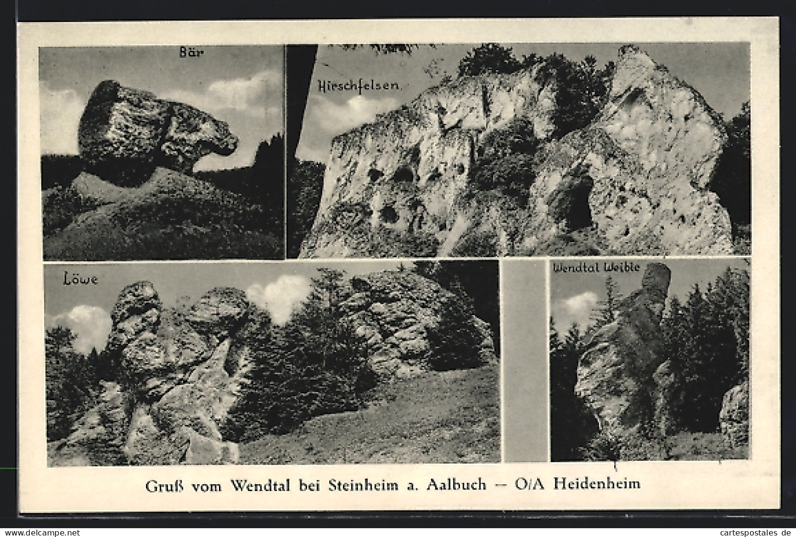 AK Steinheim A. Aalbuch O/A Heidenheim, Hirschfelsen Im Wendtal, Bär, Löwe  - Heidenheim