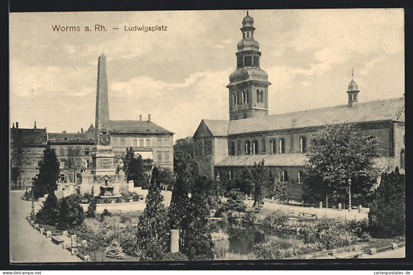 AK Worms, Denkmal Am Ludwigsplatz  - Worms