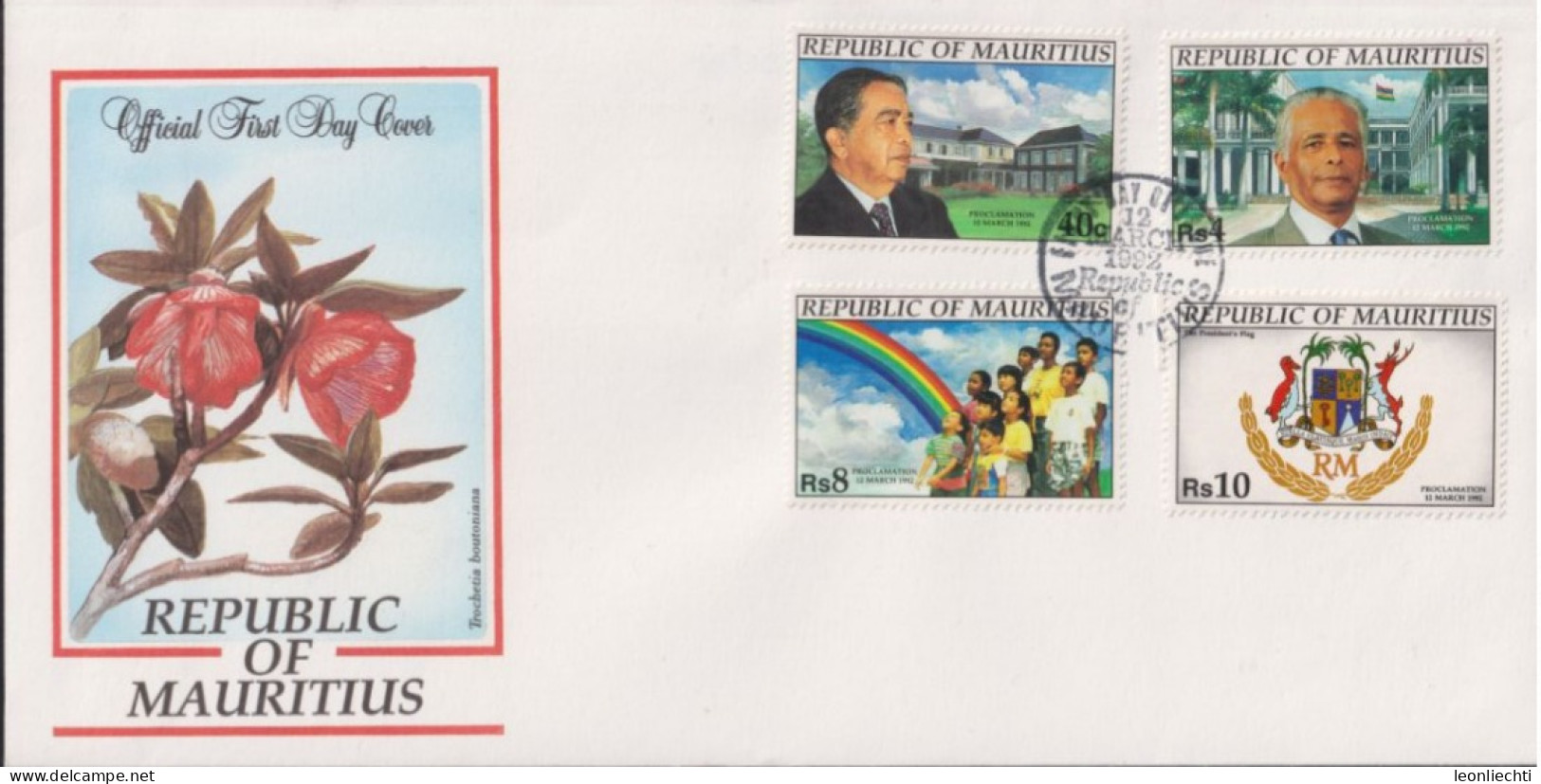 1992 Mauritius FDC Mi:MU 738-41, Yt:MU 773-776, Sg:MU 863-866, Proclamation Of The Republic - Used Stamps