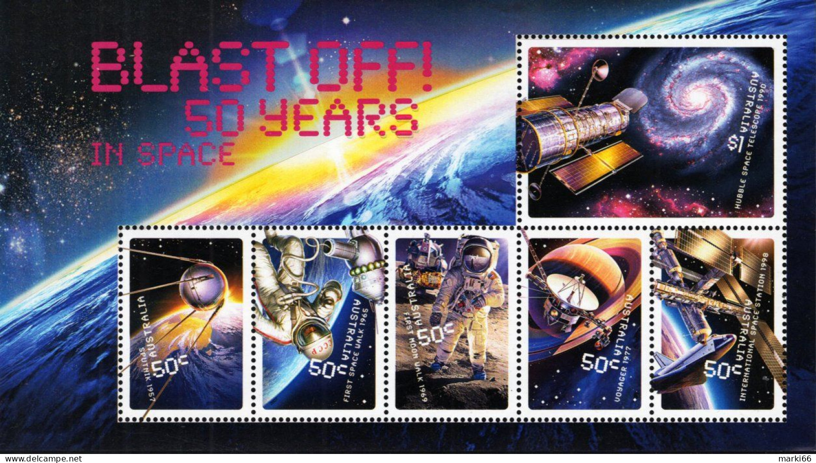 Australia - 2007 - Blast Off! 50 Years In Space - Mint Stamp Sheetlet With Holographic Printing - Neufs