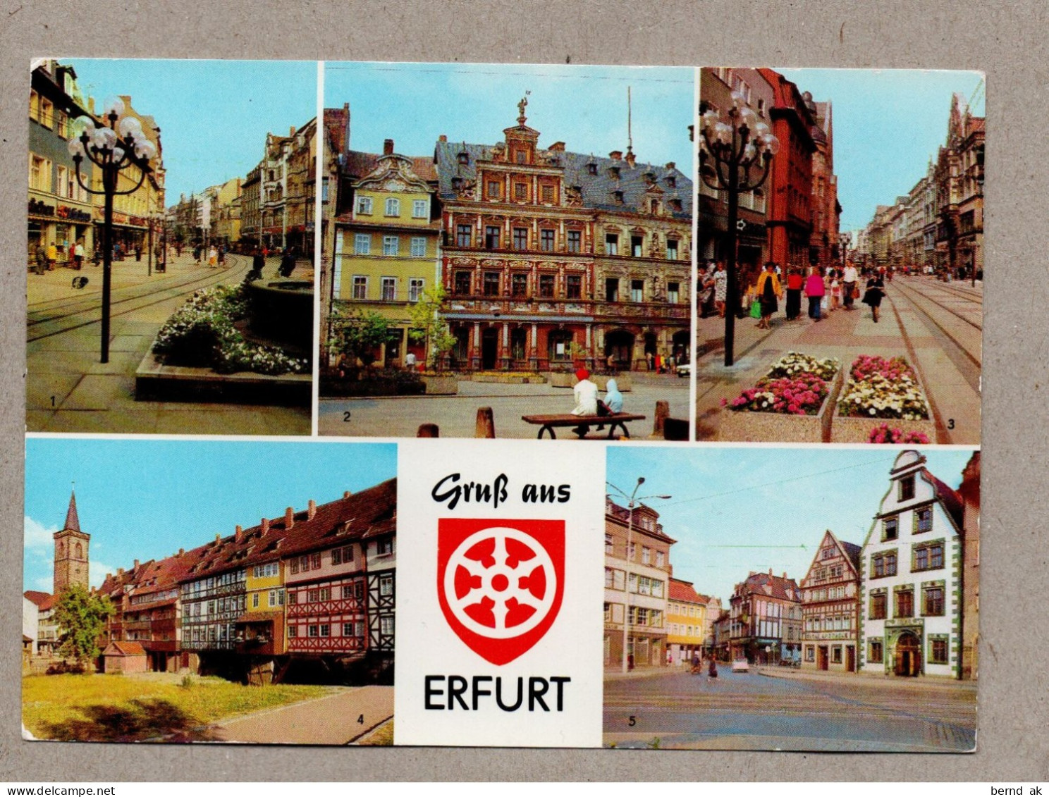 031# BRD - 12  Color  - AK:  Erfurt - IGA, Krämerbrücke, Malsdorf, Fischmarkt, Rathaus, Kirchen  (alle im Bild)