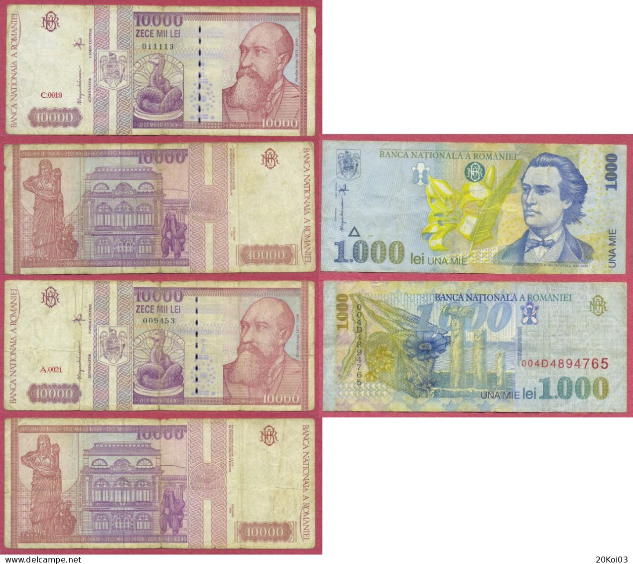 ROUMANIE-ROMANIA A.0019+0021 De 10.000 + 1000 LEI Circulated Bank Note (EC) - Roemenië