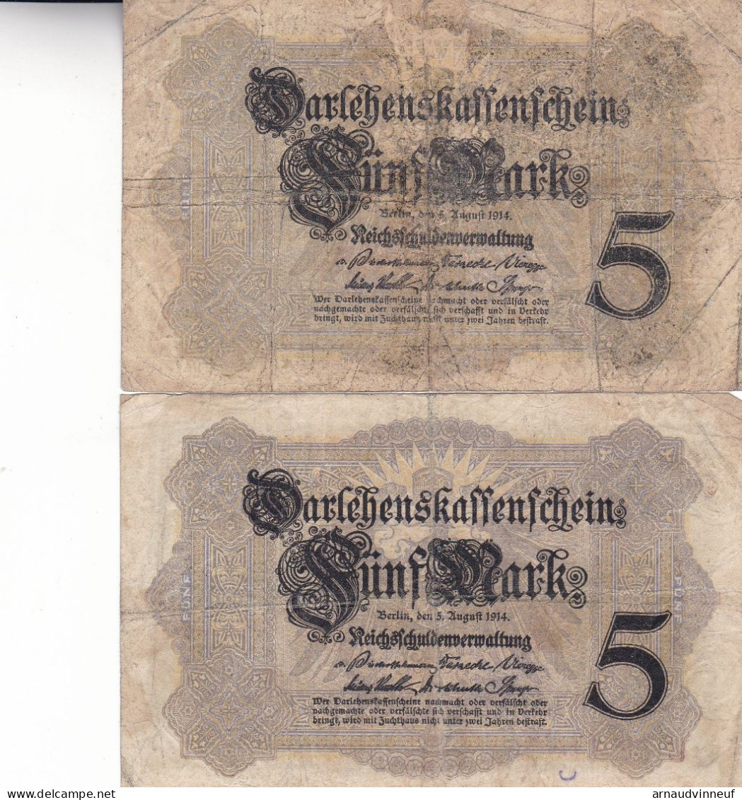 LOT DE 2 BILLETS ALLEMANDS 5 - Sonstige & Ohne Zuordnung