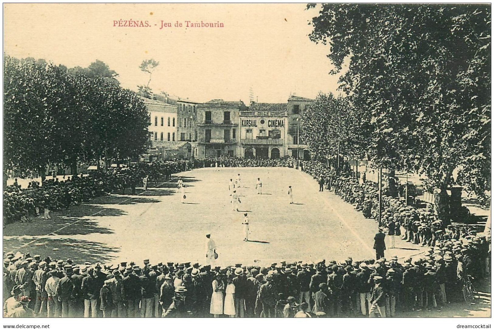 34 PEZENAS. Jeu De Tambourin. Au Fond Cinéma Kursaal - Pezenas