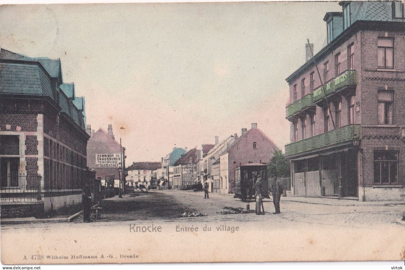 KNOKKE :  1909  Entrée Du Village   TRAM     (    Ecrit Avec Timbre - Met Zegel  ) - Knokke