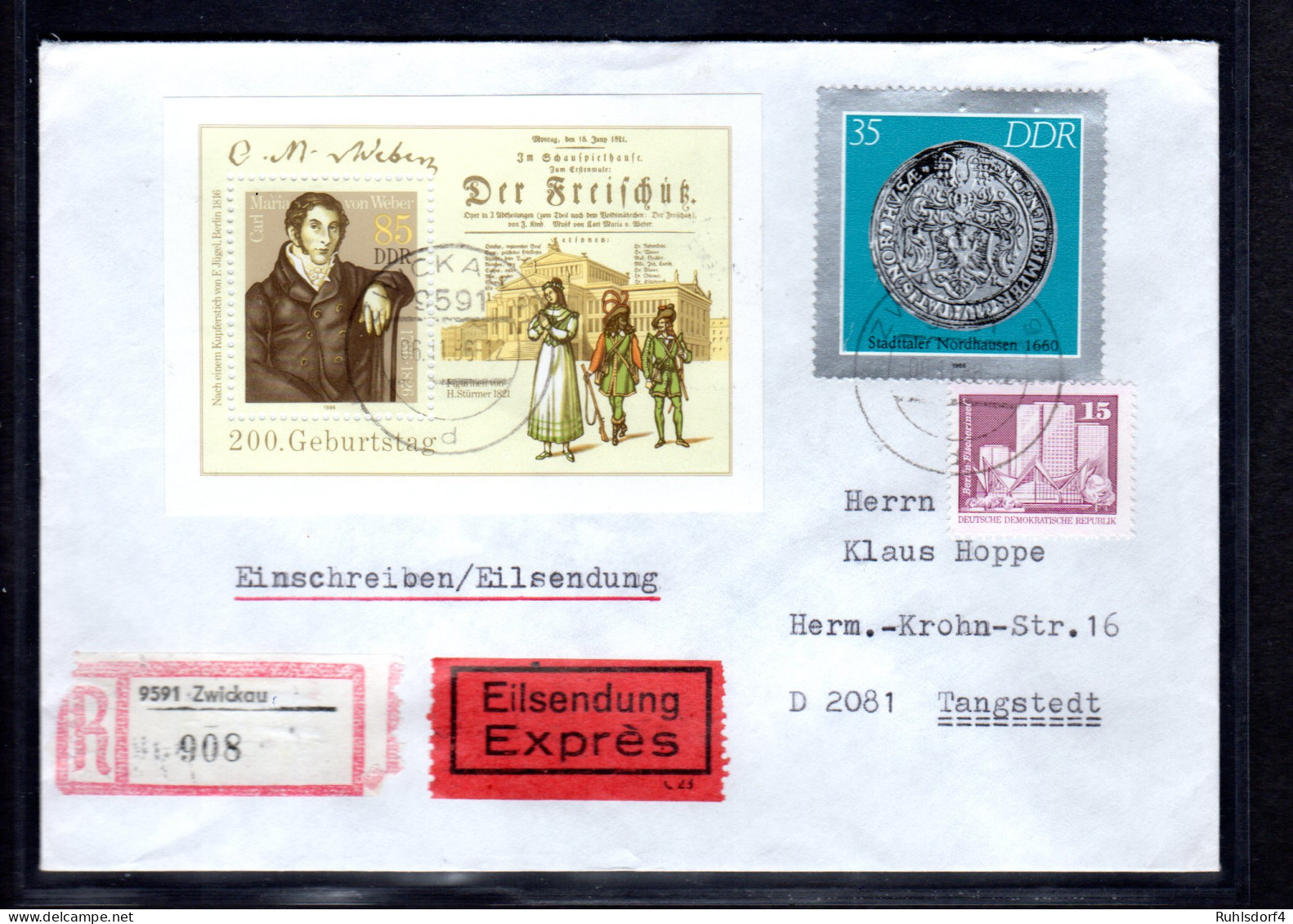 DDR, R-Eilbote-Fernbrief Mit MiF. Mi.-Nr. Block 86 Ua. - Lettres & Documents