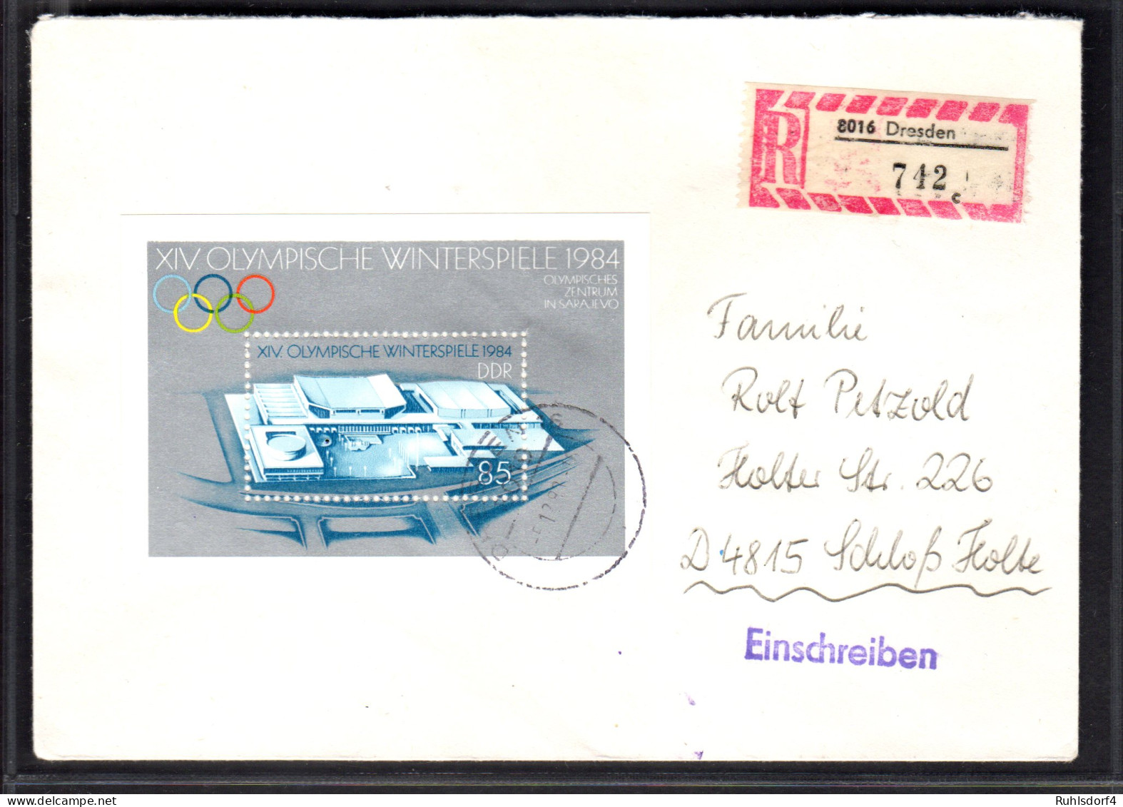 DDR, R-Fernbrief Mit EF. Mi.-Nr. Block 74 - Lettres & Documents