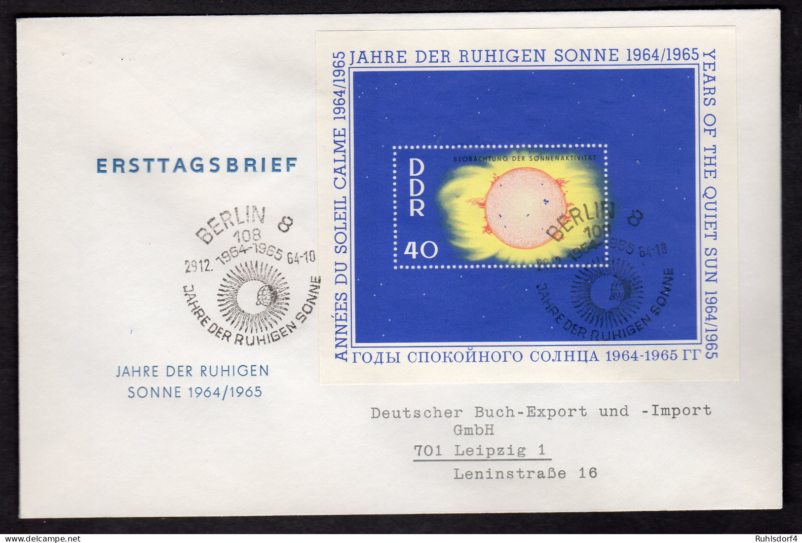 DDR, FDC. Mi.-Nr. Block 20-22 (Jahr Der Ruhigen Sonne) - Autres & Non Classés