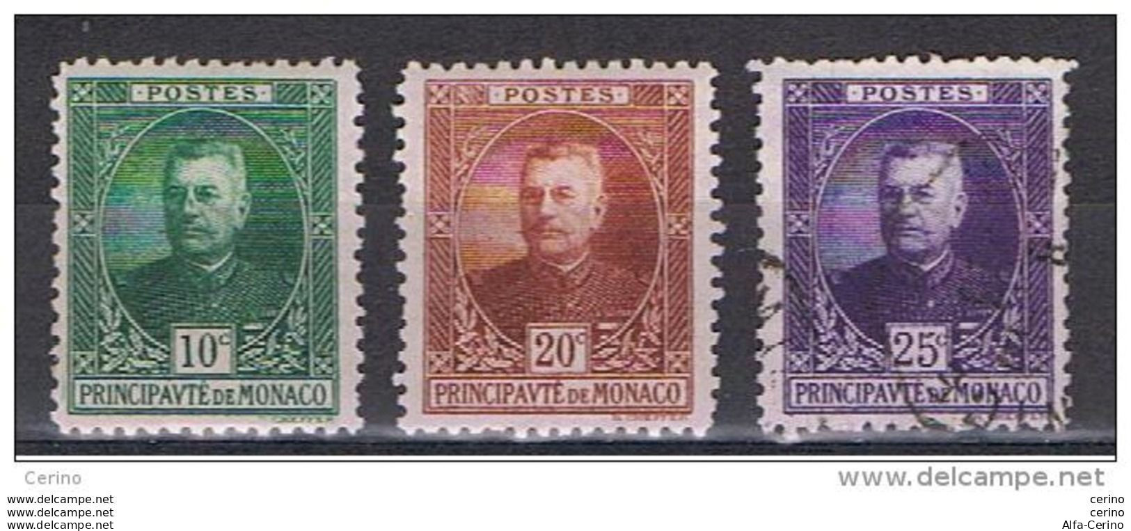 MONACO:  1923/24   LUIGI  II° -  3  VAL. L.- L- US. -  YV/TELL. 65//68 B - Nuovi