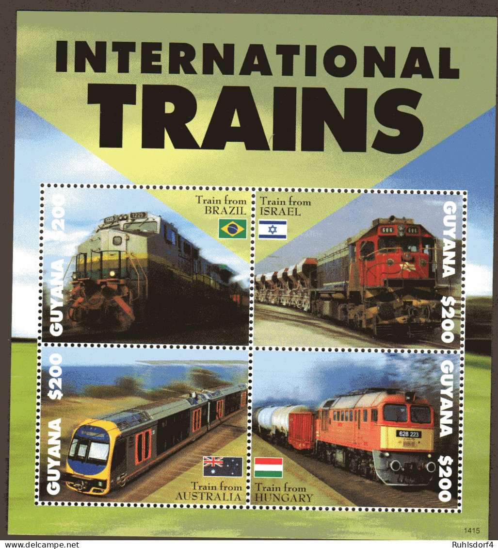 Guyana, Block Und Kleinbogen Internationalen Eisenbahn  - Eisenbahnen