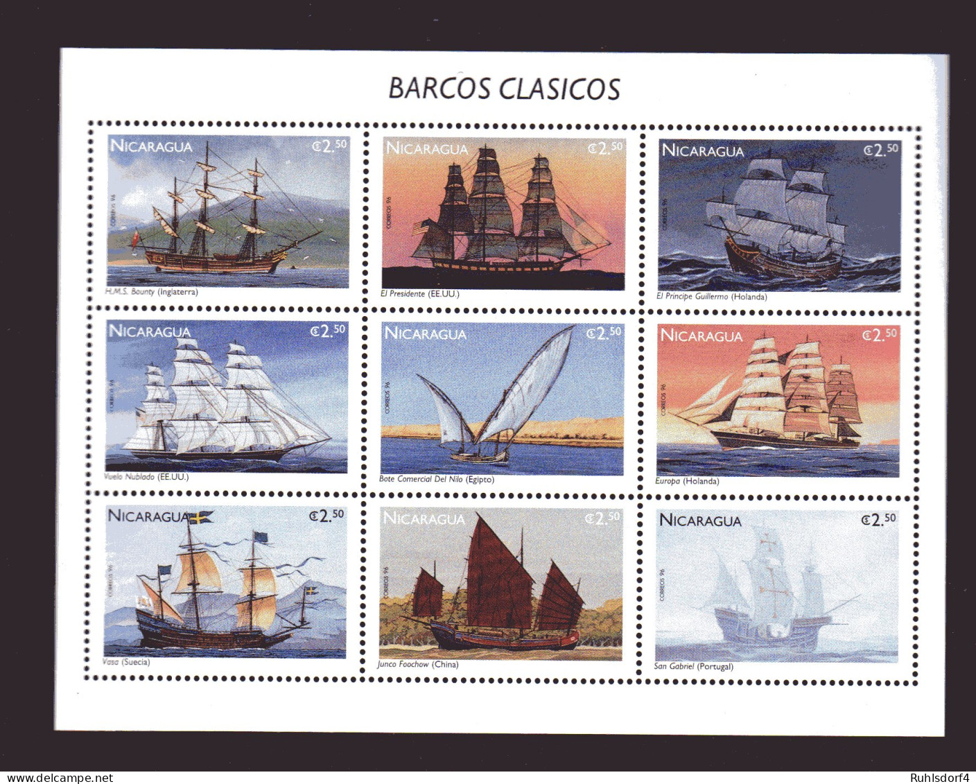 Nicaragua, Kleinbogen Barcos Clasicos - Sonstige & Ohne Zuordnung