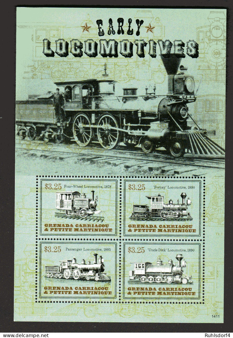 Grenada  Block Und Kleinbogen Historische Eisenbahnen - Trains