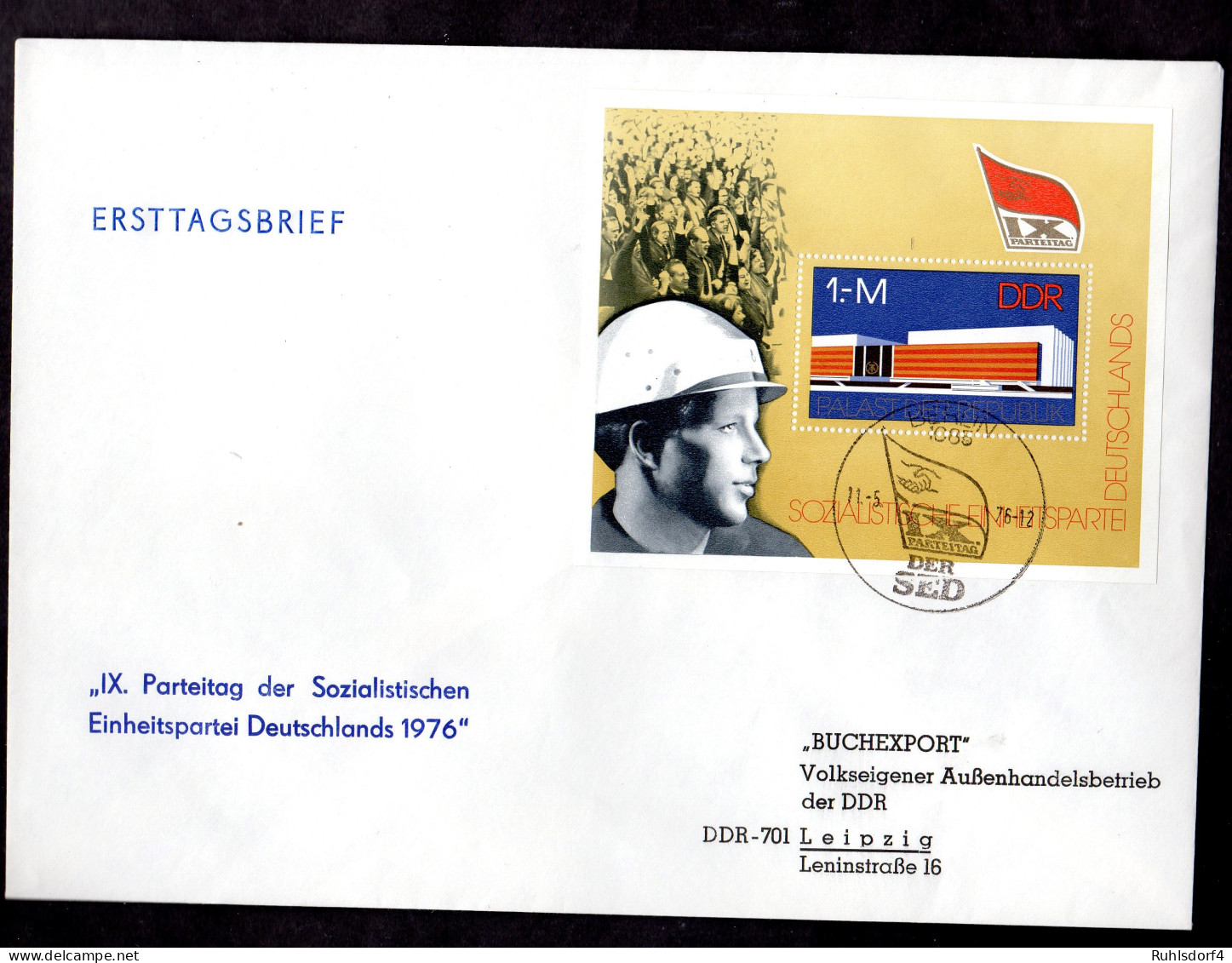 DDR, FDC Block "IX. Parteitag Der SED 1976" - Otros & Sin Clasificación