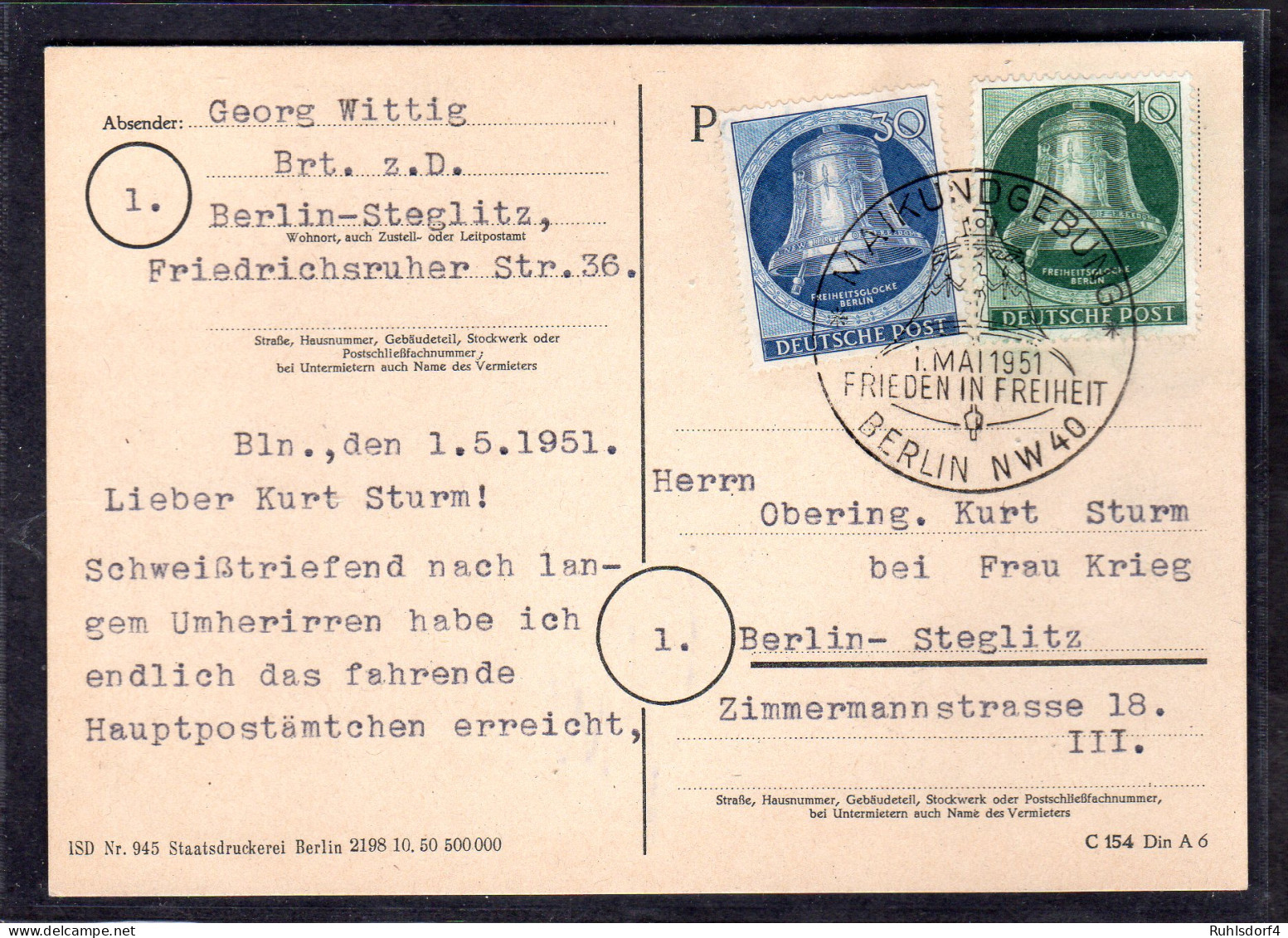 Berlin, FDC. Mi.-Nr. 76 + 78, Bedarfsgebraucht - Other & Unclassified