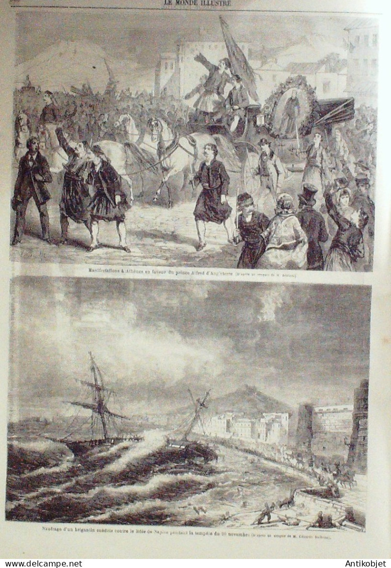 Le Monde Illustré 1862 N°297 Grèce Pyrée Athènes Siam évèque Victor Hugo Naples Môle - 1850 - 1899