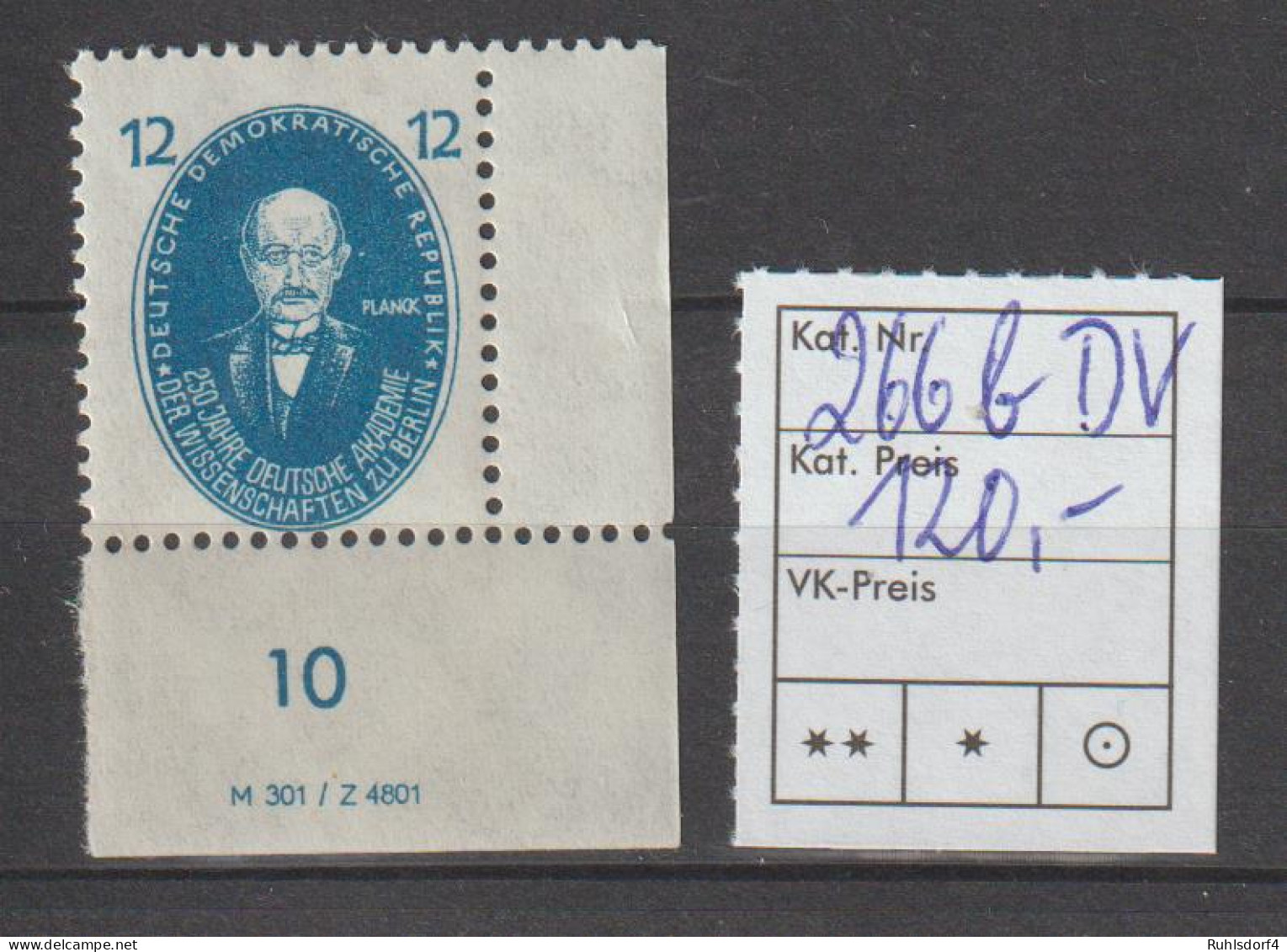 DDR-Druckvermerke: Aus Dem Akademiesatz 1950 12 Pfg. (Planck)  Mit  DV - Autres & Non Classés
