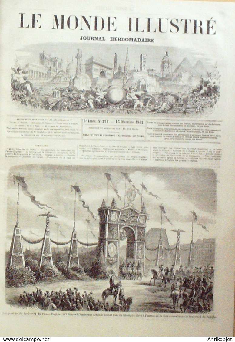 Le Monde Illustré 1862 N°296 L'Empereur Arc De Tromphe Compiègne (60) Mexique Moissonneuse - 1850 - 1899