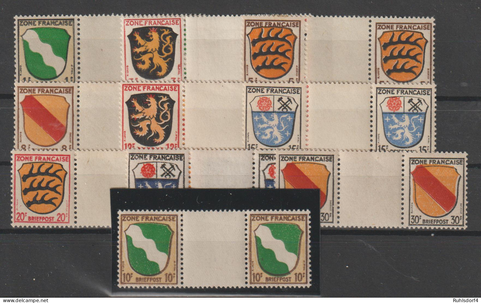 Frz. Zone Allg. Ausgabe: Wappen In Zwischenstegpaaren, ** - General Issues
