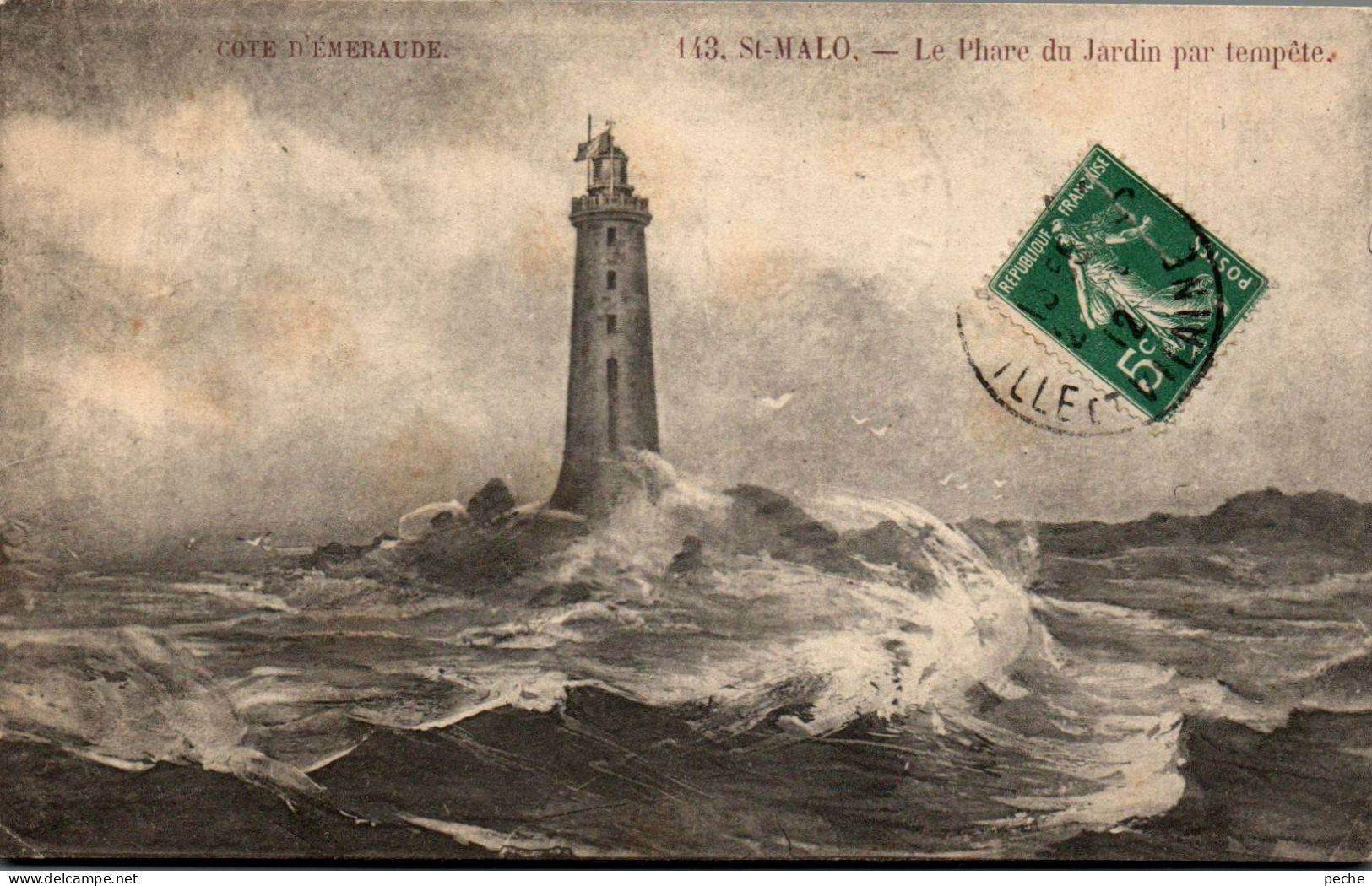 N°441 W -cpa St Malo -le Phare Du Jardin Par Tempête- - Leuchttürme