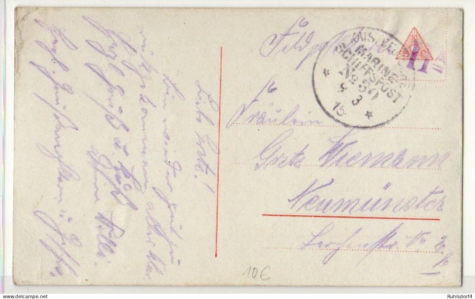 Marine-Schiffspost Nr. 30 Feldpostkarte 09.03.1915 - Sonstige & Ohne Zuordnung