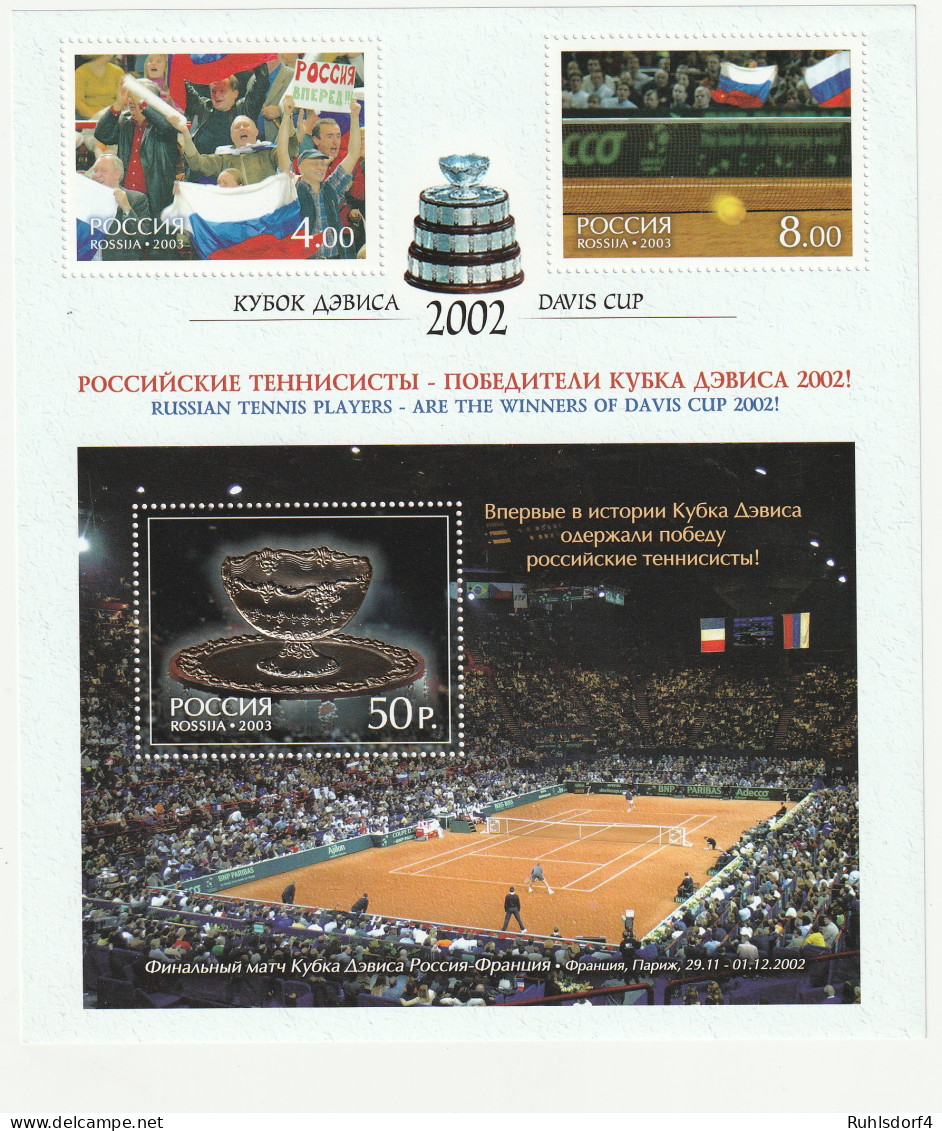 Russland: Gewinn Des Davis Cups. Zd.-Kleinbogen ** (MNH) - Blocs & Feuillets