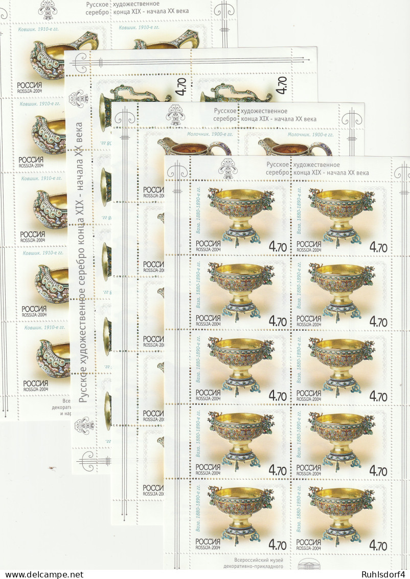 Russland: Silbernes Tafgelgeschirr, Kleinbögen, ** (MNH) - Blocks & Sheetlets & Panes