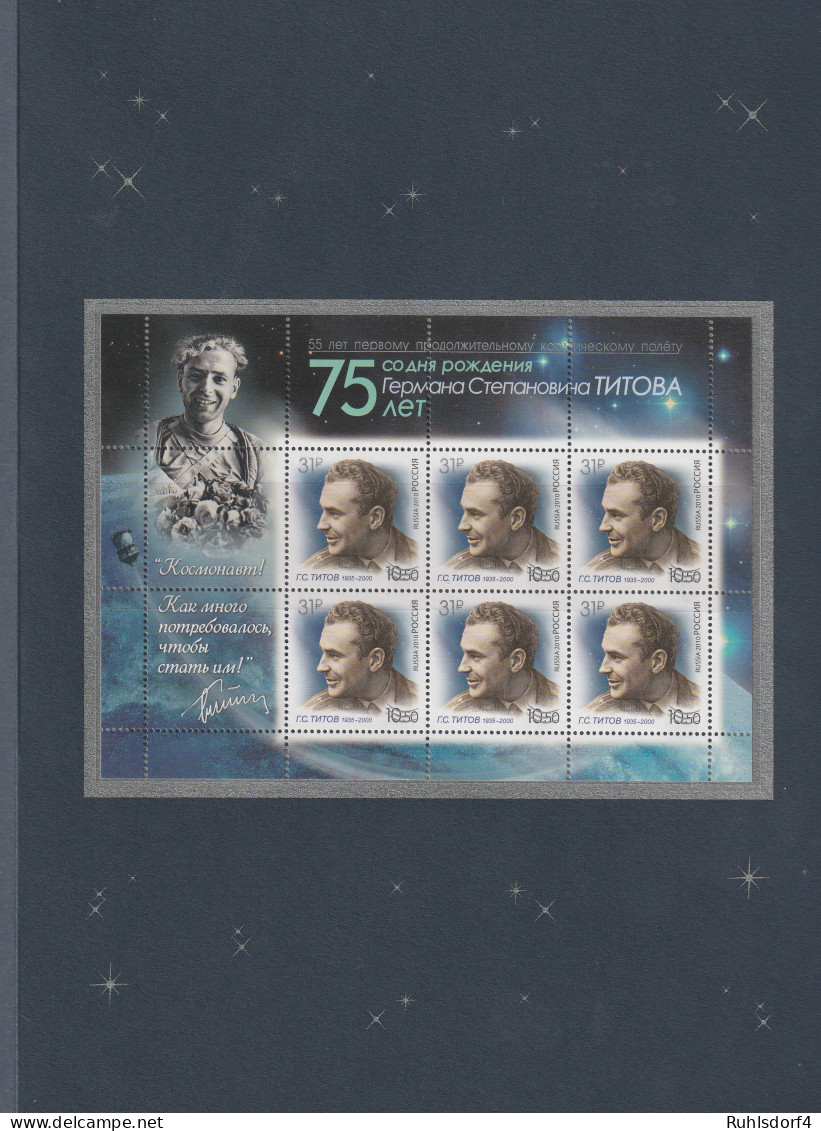 Russland: Kosmonaut Titow Mit Aufdruck, Kleinbogen Im Folder, ** (MNH) - Blocs & Feuillets