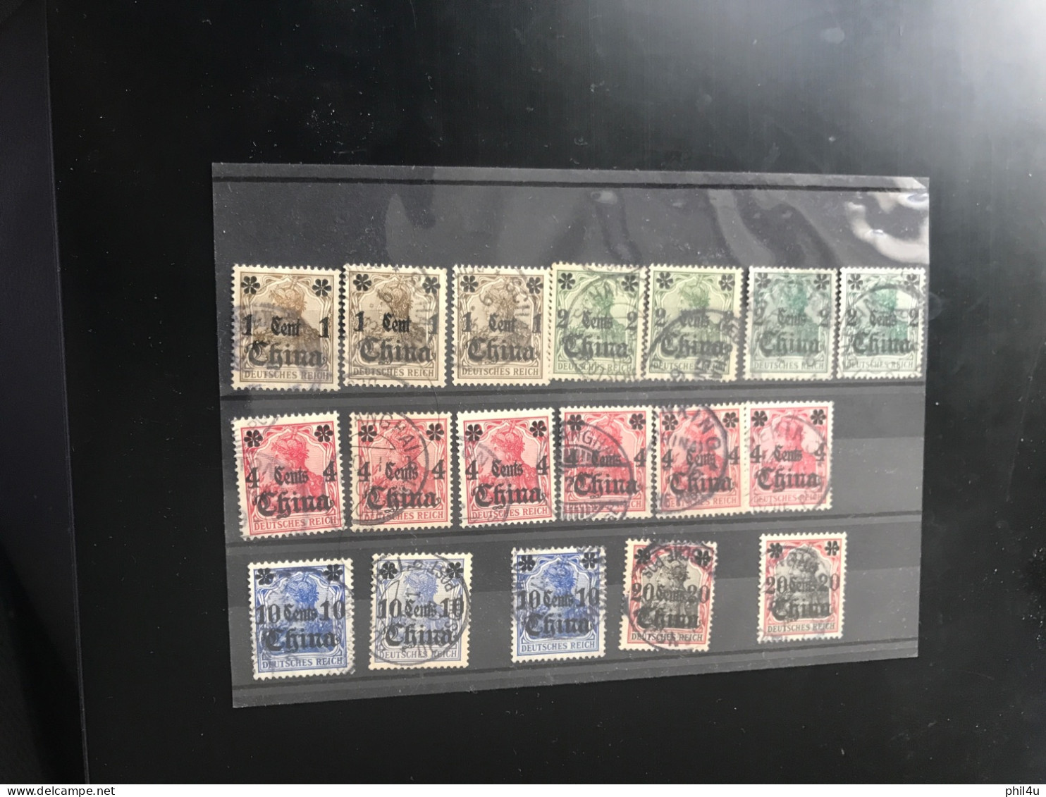 China Overprinted On Deutsch Reich SG1c,2c,4c,10c,20c Cat £66.75 As Per SG2018 £66.75 See Photos - Usati