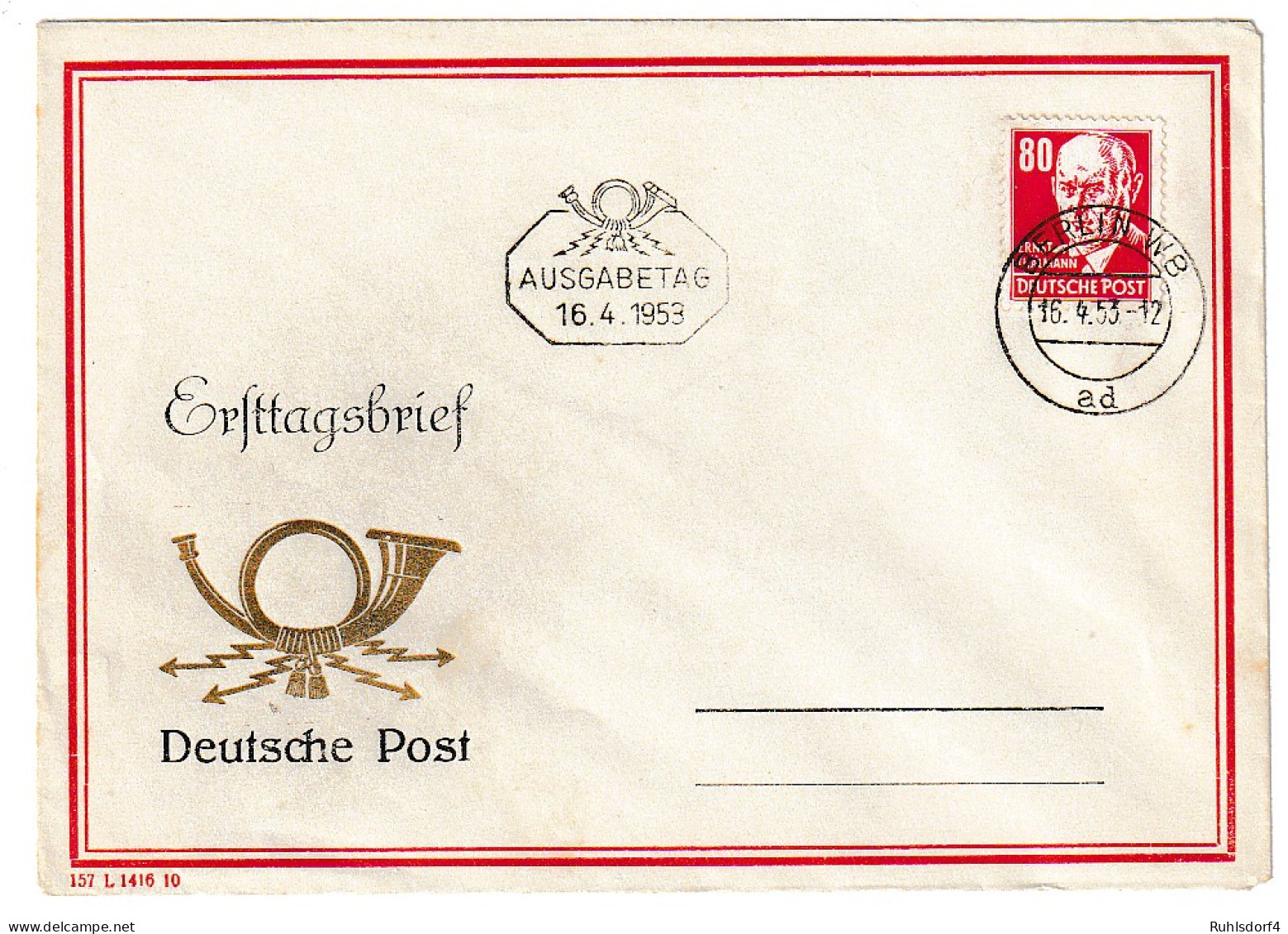 DDR-FDC:80 Pfg. "Roter Thälmann", Geprüft - Other & Unclassified