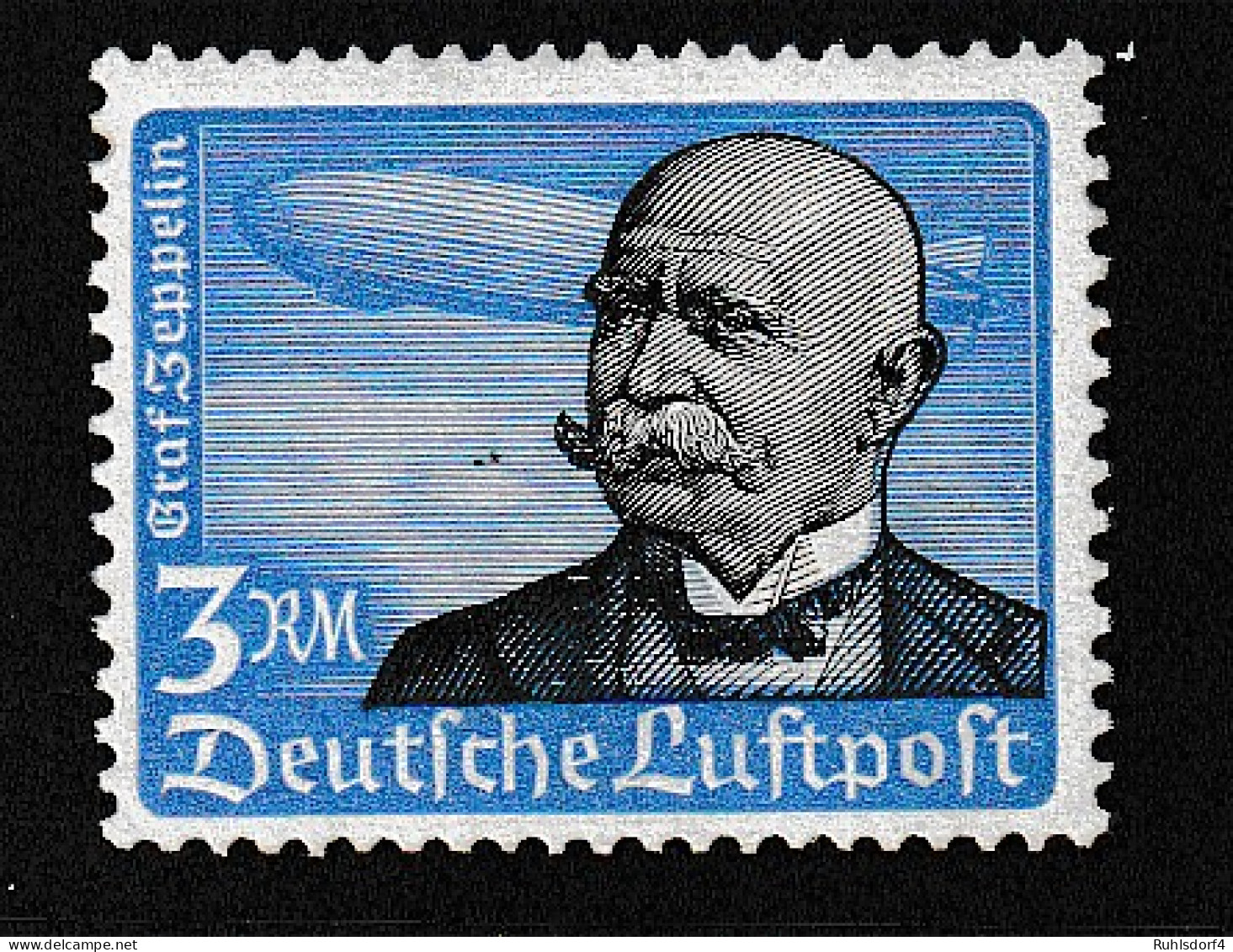 3. Reich: 3 RM Graf Zeppelin Mit Waager. Gummierung, **, Gepr. Schlegel  - Variétés & Curiosités