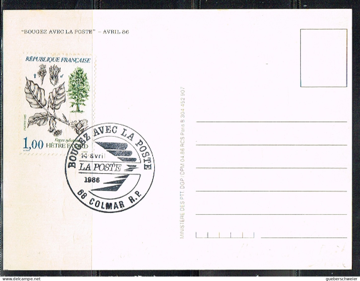 ARB-L82 - FRANCE N° 2384 Arbre Sur Carte Postale Bougez Avec La Poste - Storia Postale